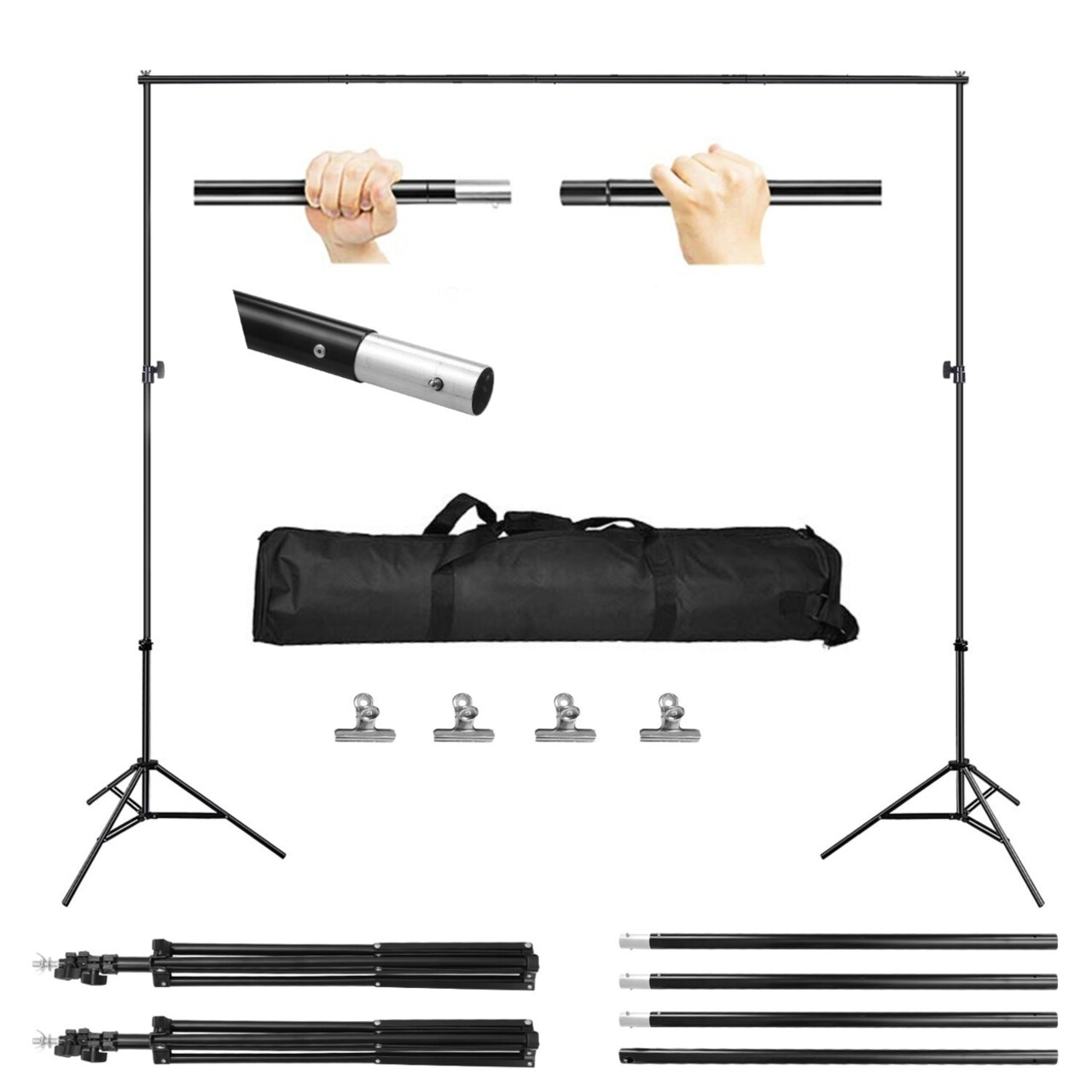 6.5 X 10Ft Photo Video Studio Backdrop Background Stand Adjustable Heavy Duty Photography Backdrop Support Stand Set